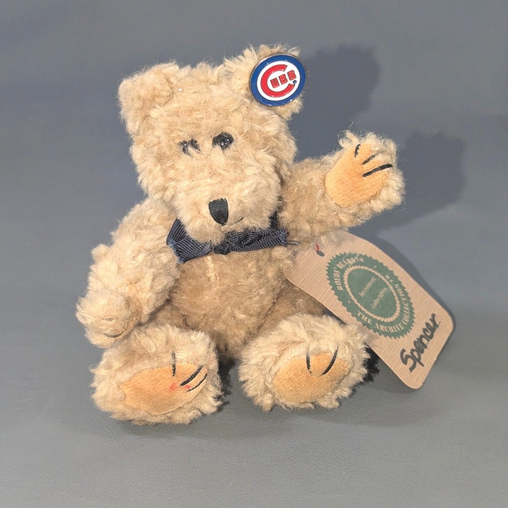 Boyds Bears Spencer Archive Collection Tan Plush Chicago Cubs Pin Vintage 1990s